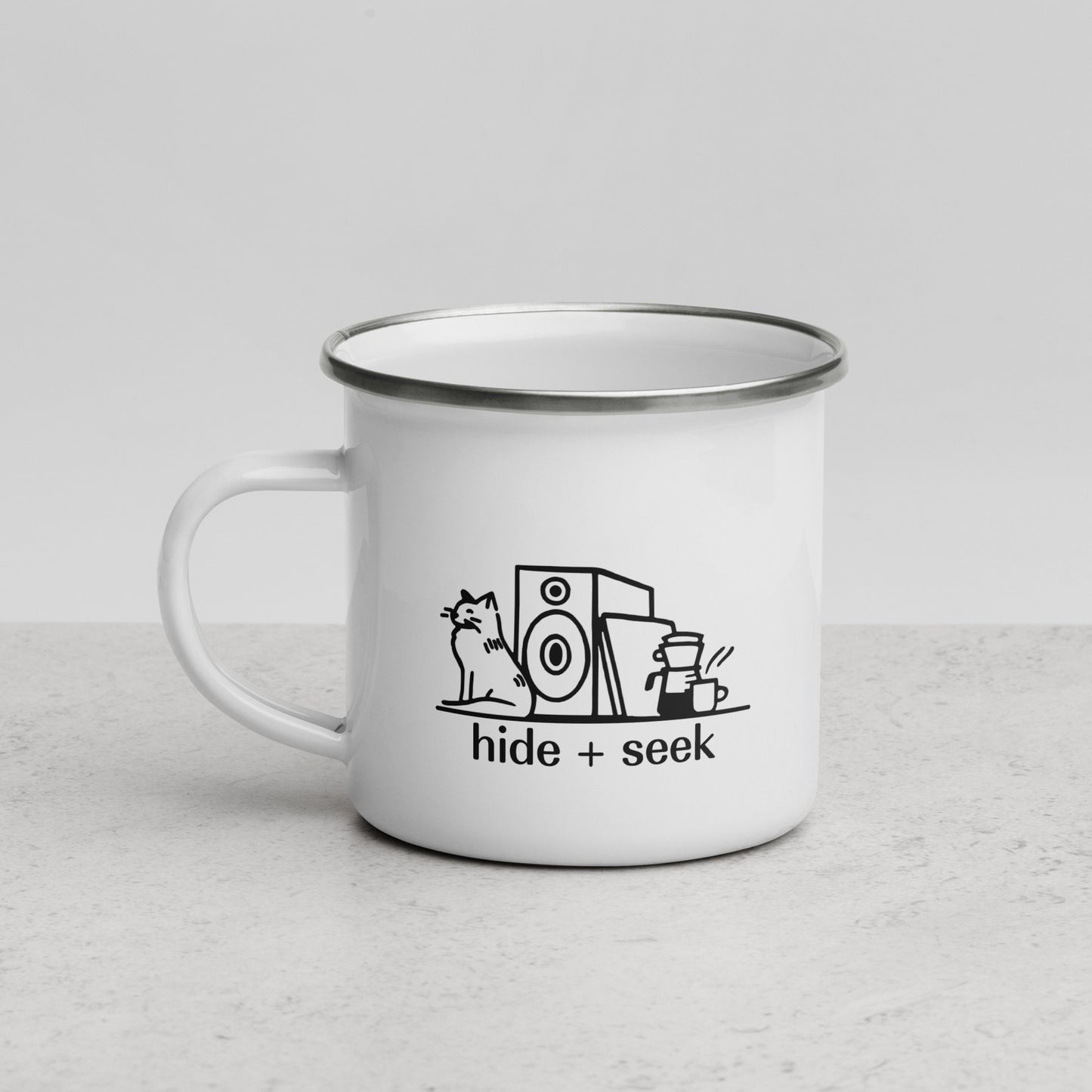 H+S x Jeerg = Cat Does Not Care Enamel Mug