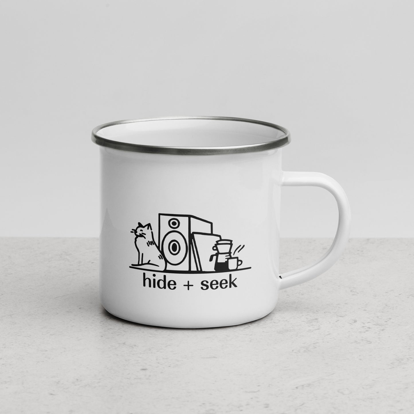 H+S x Jeerg = Cat Does Not Care Enamel Mug